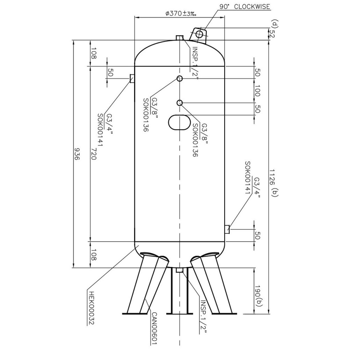 Druckluftkessel 90 L stehend - 10 bar gepulvert